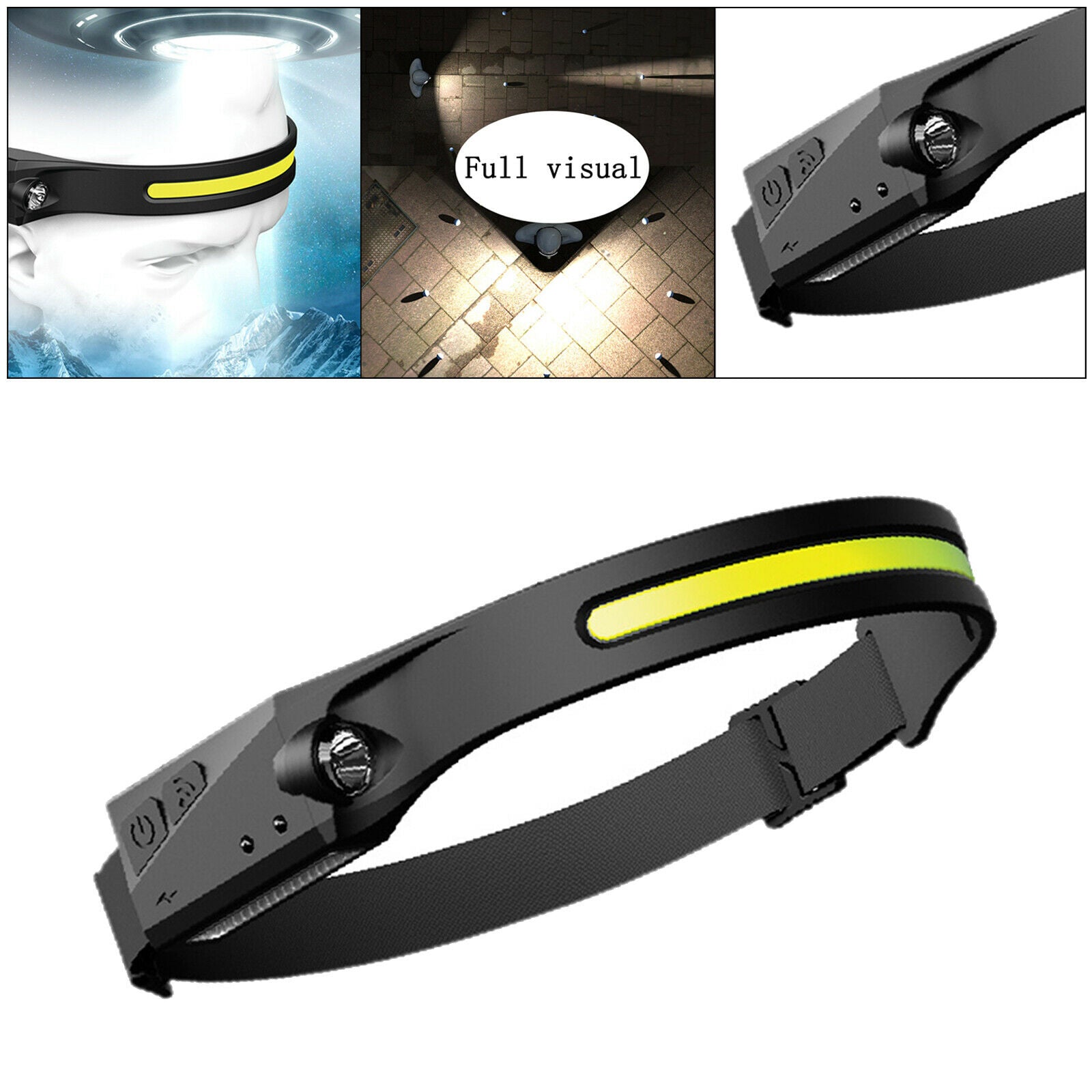 350LM LED Headlamp USB Rechargeable COB Headlight Camping Fishing Hunting