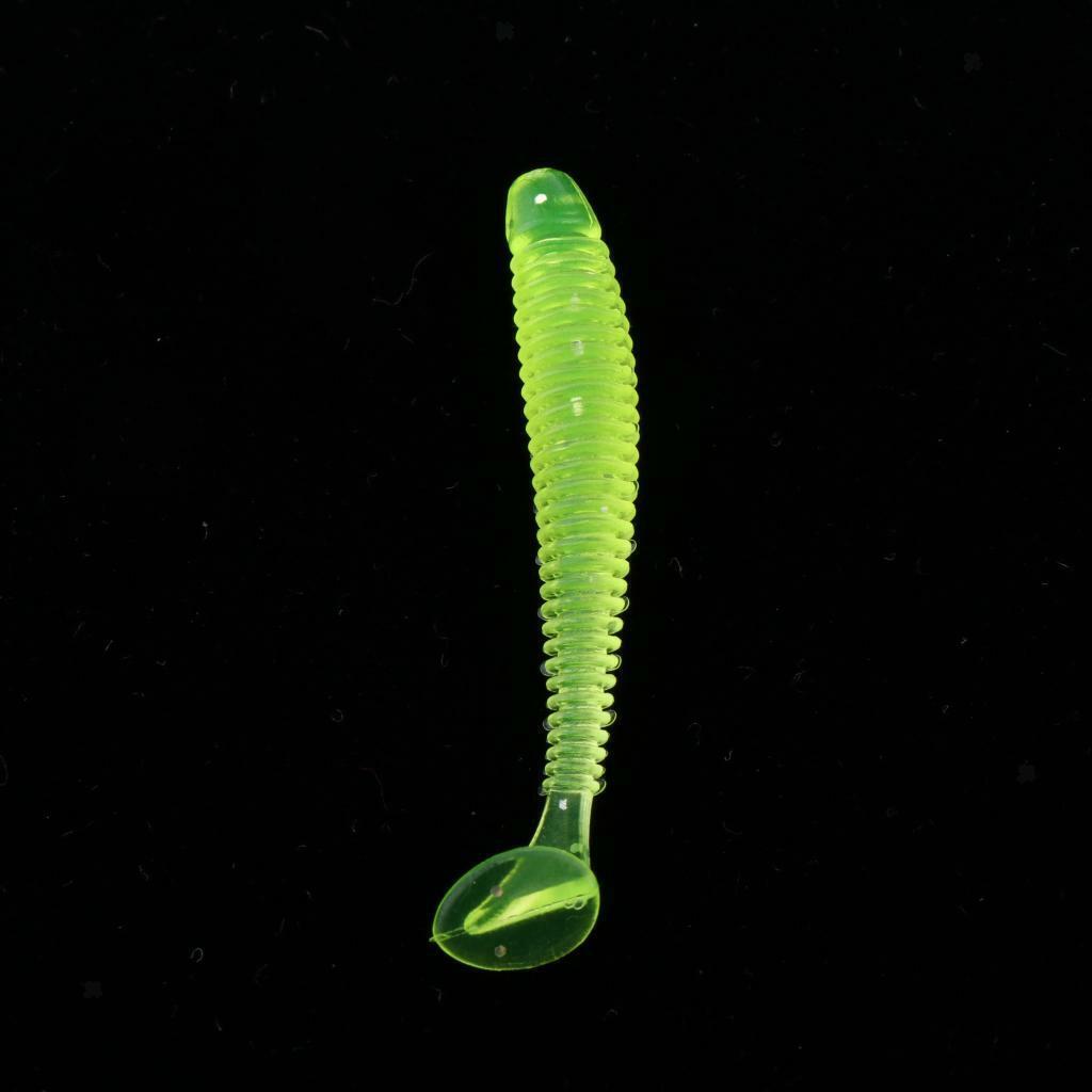 16x Worm Fishing Lures Soft Crank Baits T-tail Fish Tackle Lures 5cm Yellow