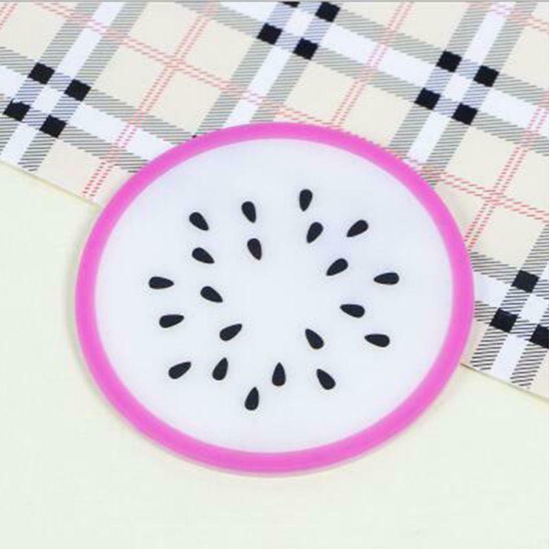7pcs Fruit Coaster Colorful Transparent Silicone Cup Holder Drinks Mat Tableware