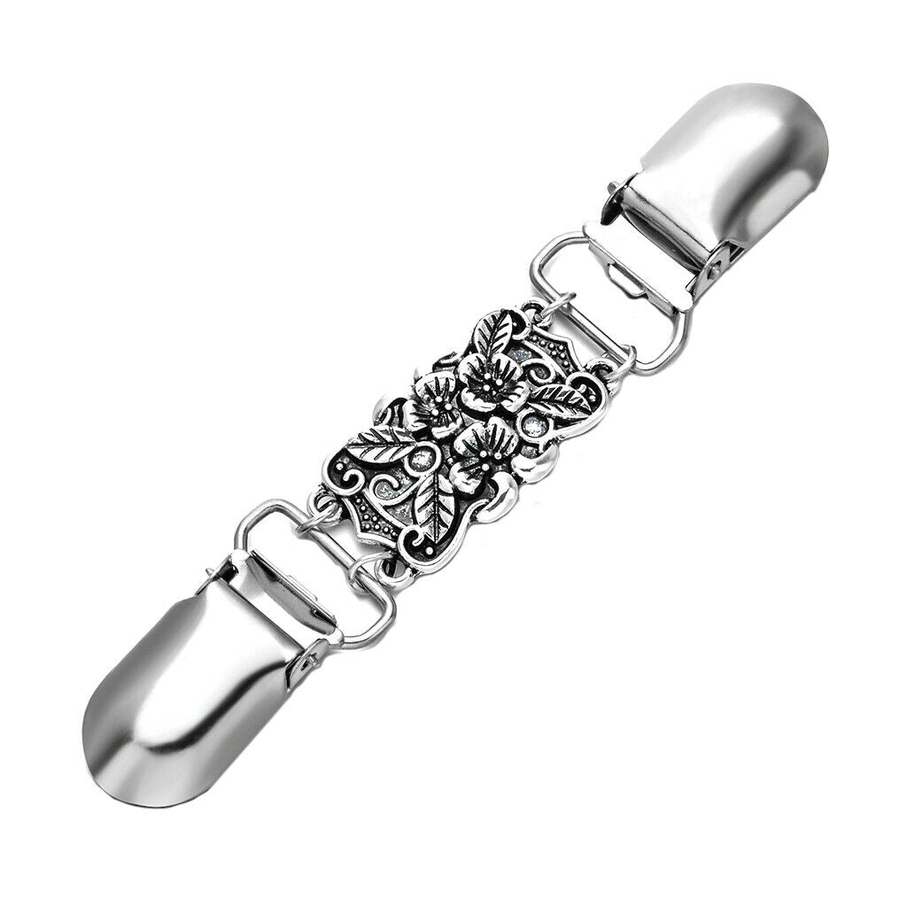 Retro Brooch Clip Shawl Scarf Cardigan Sweater Brooch Clips Flower and Leaf