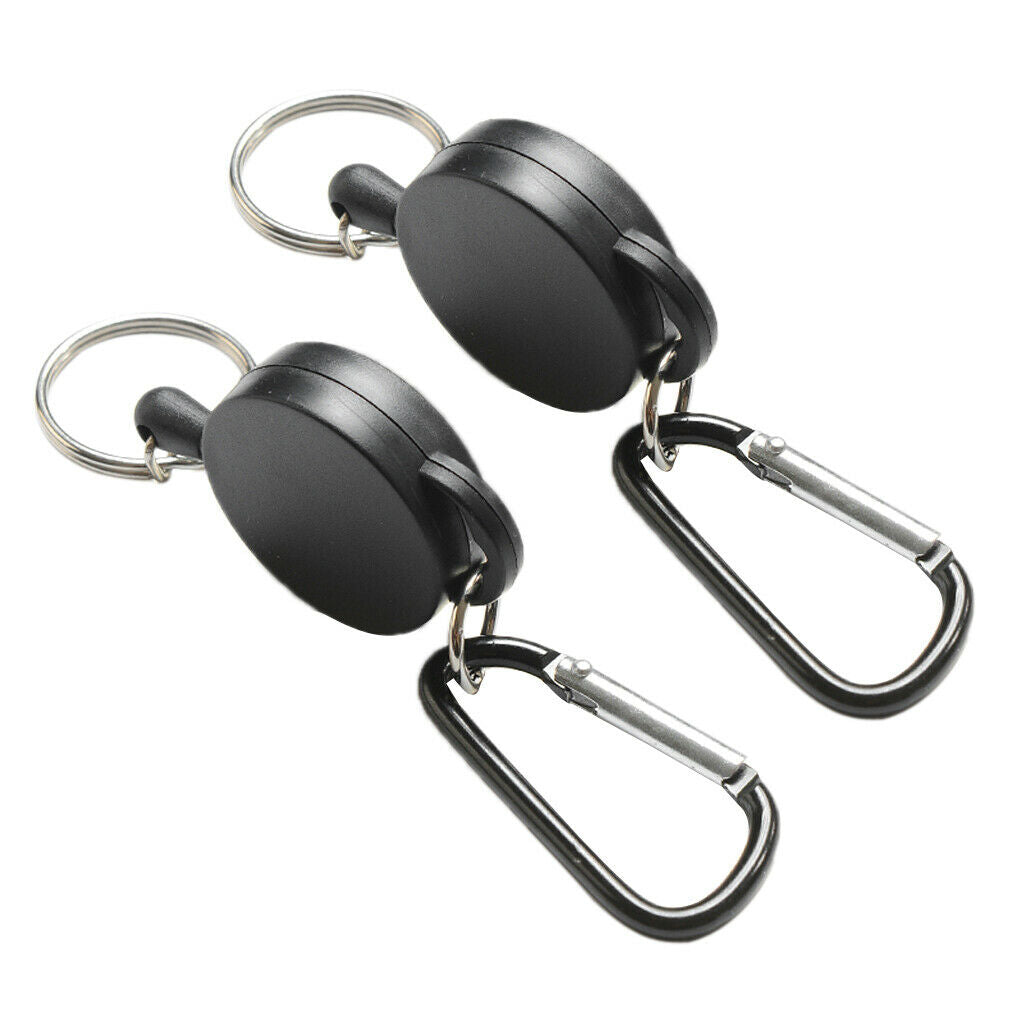 Set of 2 Retractable Keychain Spring Snap Hook Hiking Belt Clip Carabiner