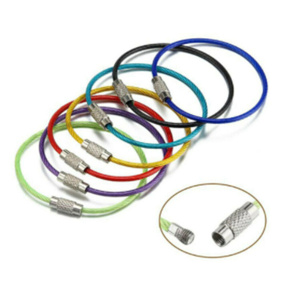 5Pcs Stainless Steel Carabiner Key Holder Outdoor Tools Wire Keyrings Cable Rope