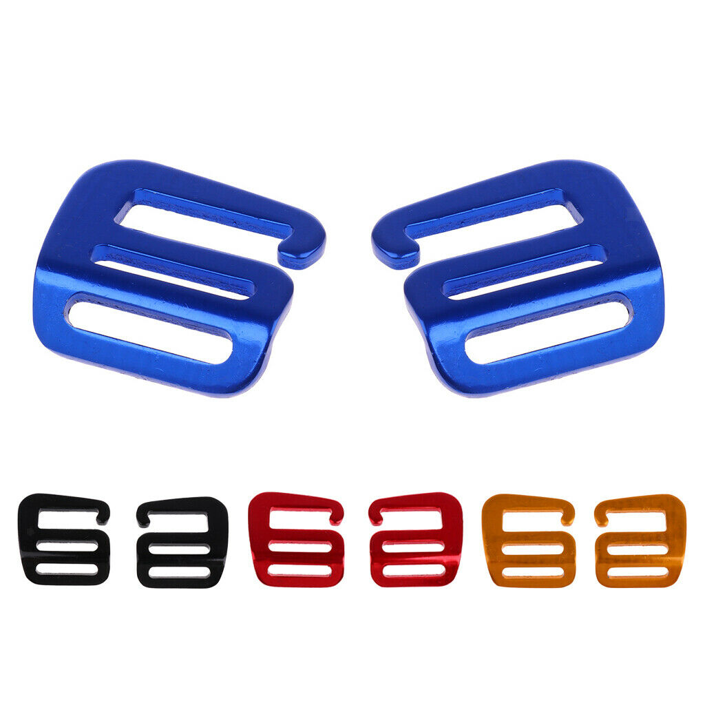 2x Aluminum Alloy Webbing Buckles Outdoor Carabiners Fasten Belt Clips Blue