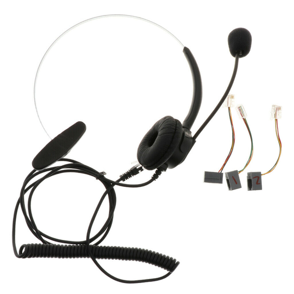 Prettyia 2 Pack RJ9 Plug Wired Call Center Headset Noise Canceling Telephone
