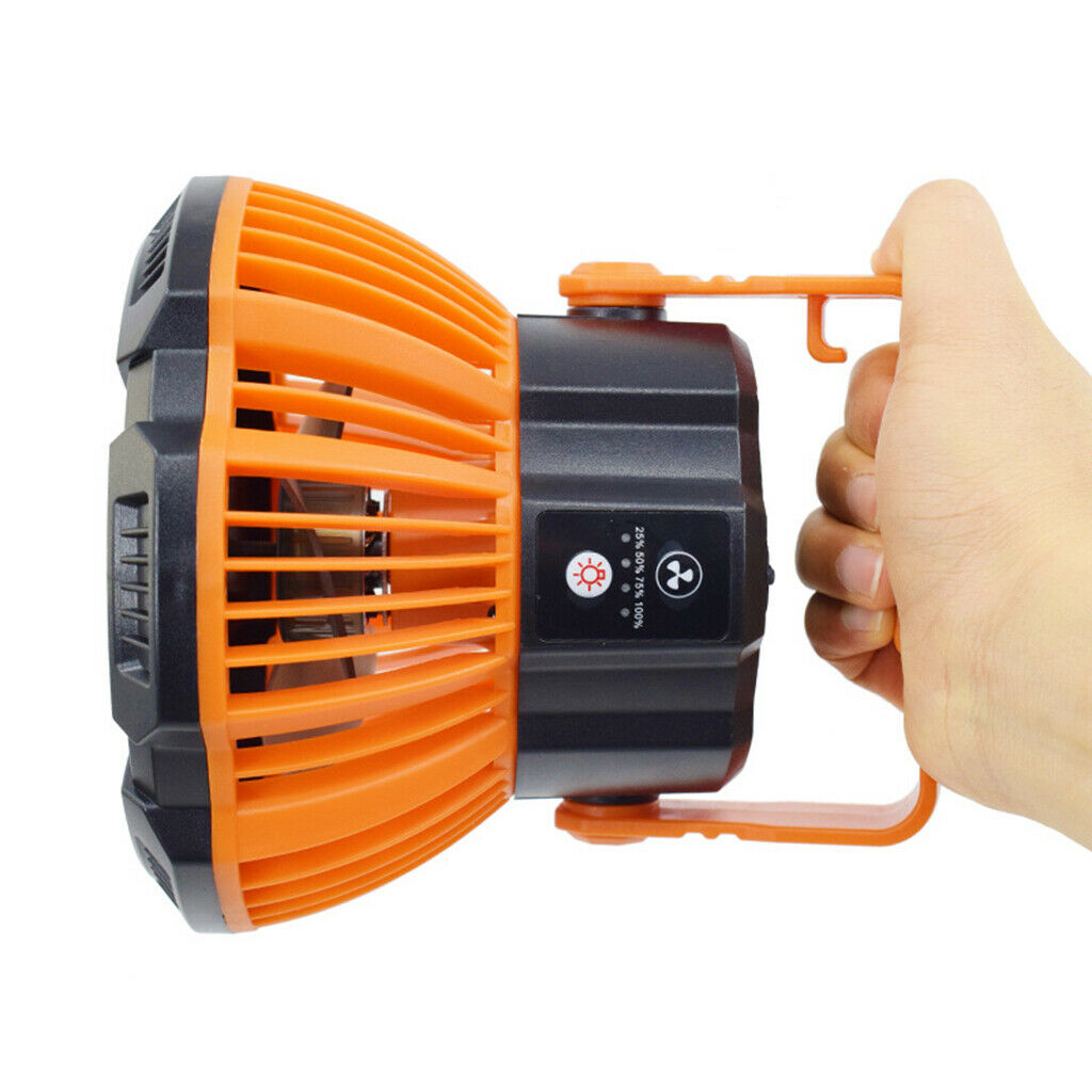 Portable Outdoor Camping Fan with LED Light Tent Fan Quiet USB Rechargeable
