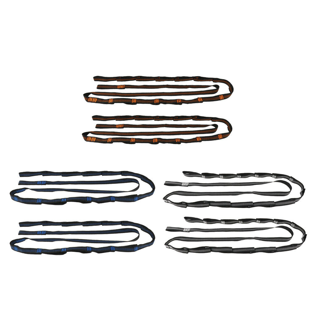 2pcs Adjustable Tree Hanging Hammock Nylon Strap Rope 280cm Camping Orange