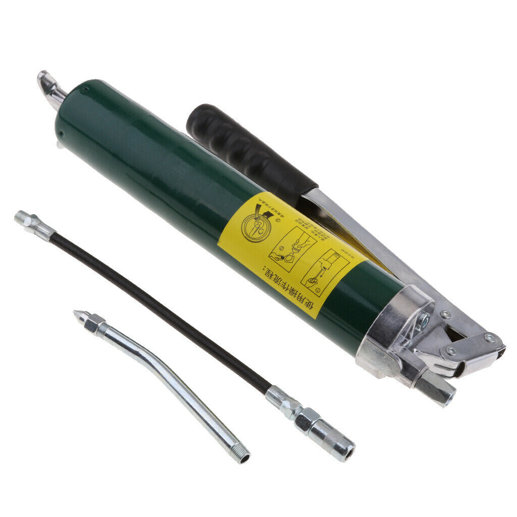 1000 PSI Heavy Duty Grease Gun Lever Action with Rigid and Flexible Hose
