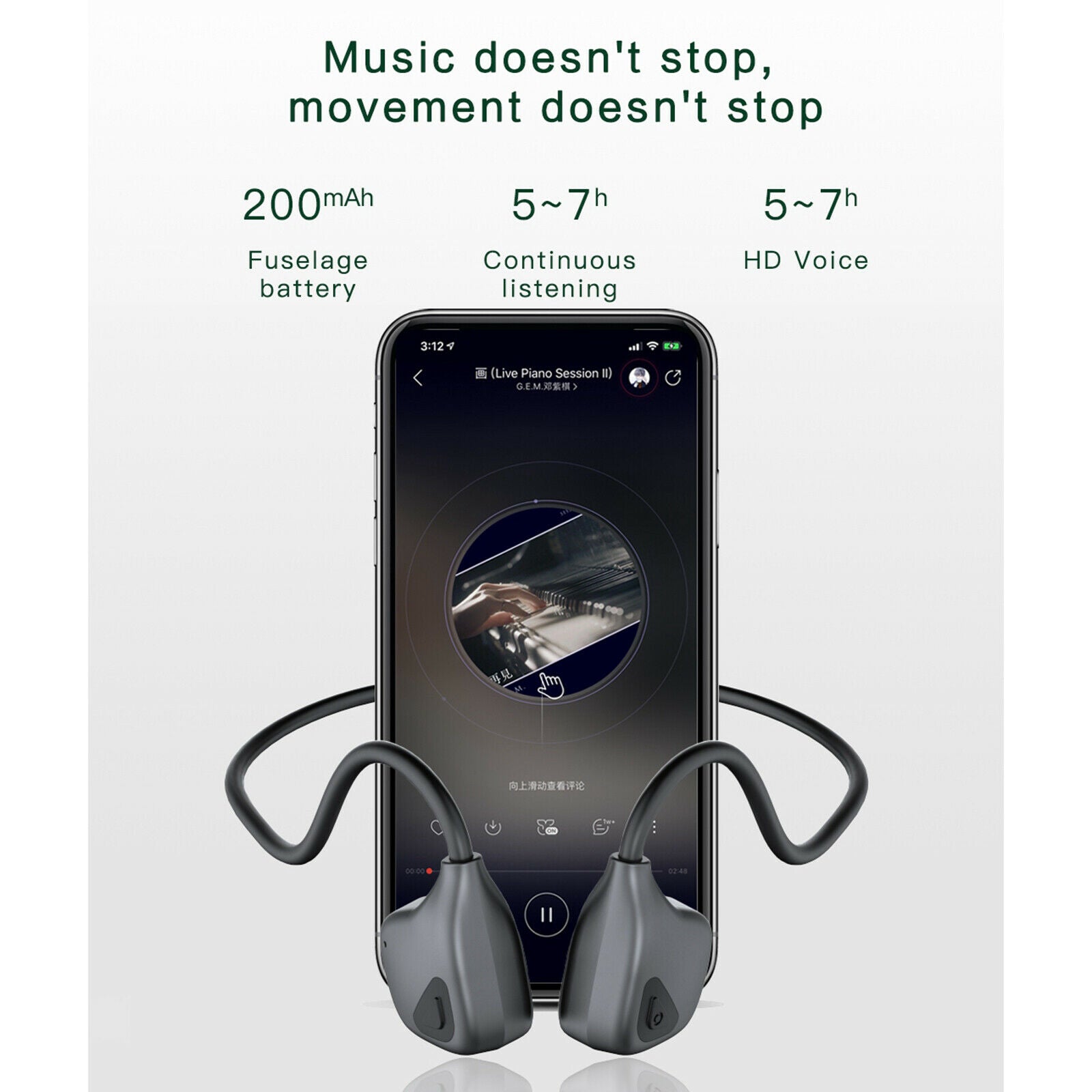 IP55 Waterproof Wireless Open-Ear Bone Conduction Headphones Headset Earbuds