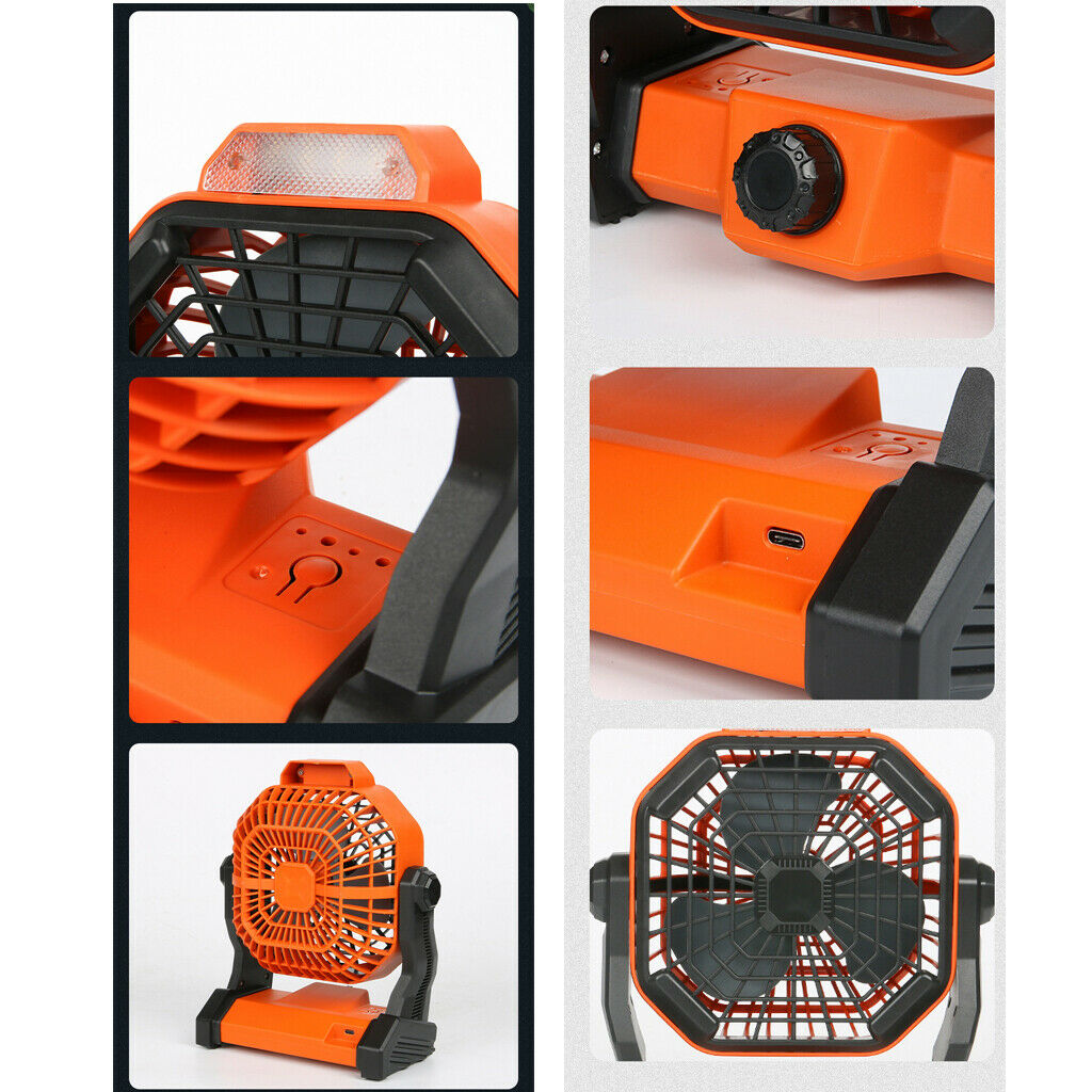 USB Rechargeable Solar Power Fan LED Light Strong Airflow Car Desk Fan