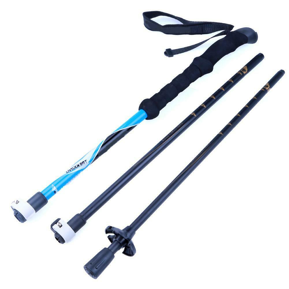 Adjustable 3 Section Carbon Fiber Trekking Walking Hiking Pole Cane Crutch Tool