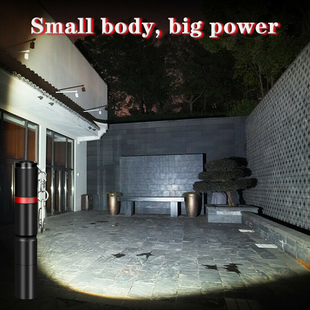 Ultra Small Protable Keychain Flashlight Pocket Torch 3 Mode Pen Night Lamp @