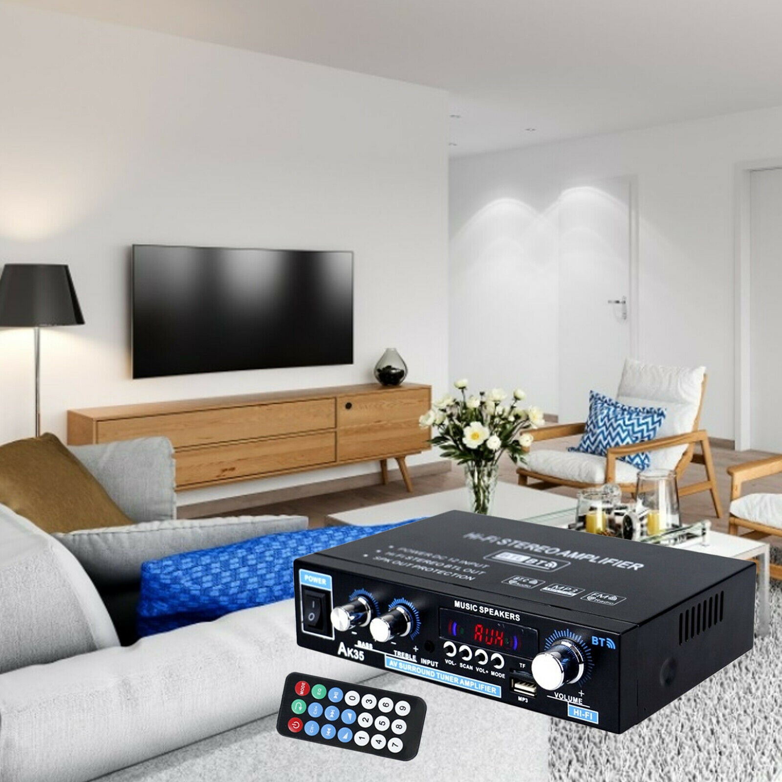 Professional Mini 90W + 90W Audio Power Amplifier Receiver for Car CD DVD US