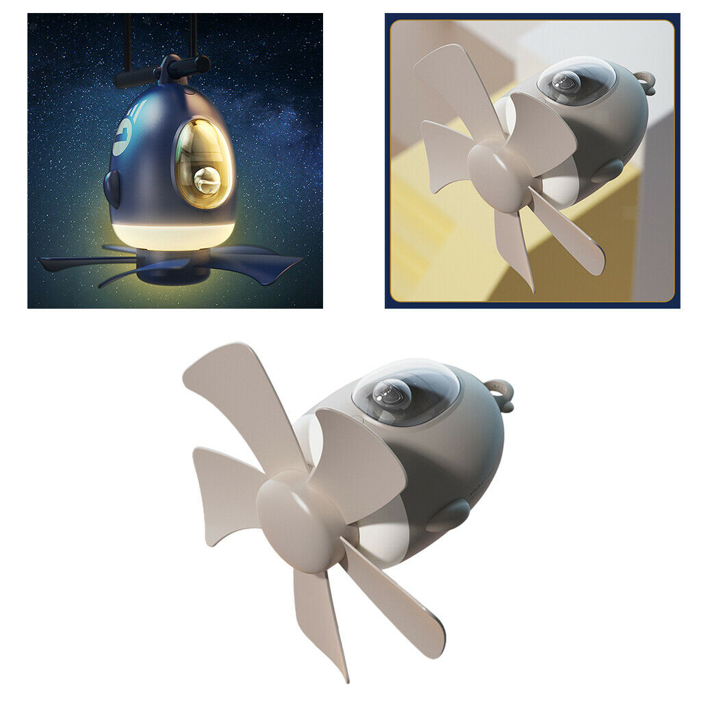Small Camping Fan USB Ceiling Fan for Tent 8000mAh Night Light Home Office