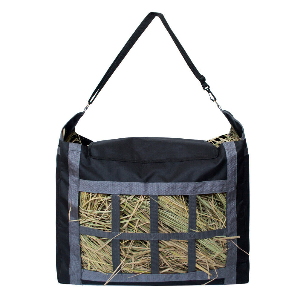 Durable 600D Oxford Cloth Slow Feed Hay Net Horses Feeding Bag Black