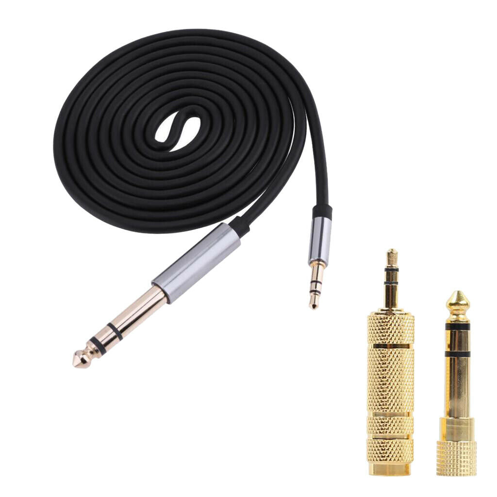 1.5m 3.5mm 1/8" Male To 6.35mm 1/4" Male Stereo Audio Cable +2 Adapter