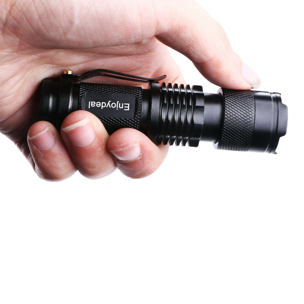 Mini 1200Lm Bright Q5 LED Adjustable Zoom Focus Flashlight Torch Black