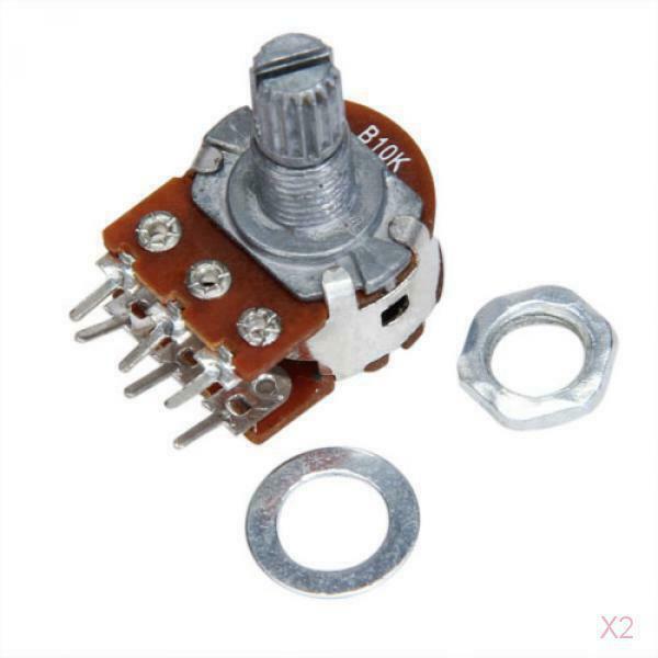 2x B10K Dual Stereo Potentiometer Pot with 15mm Split Linear Shaft + Washer +Nut