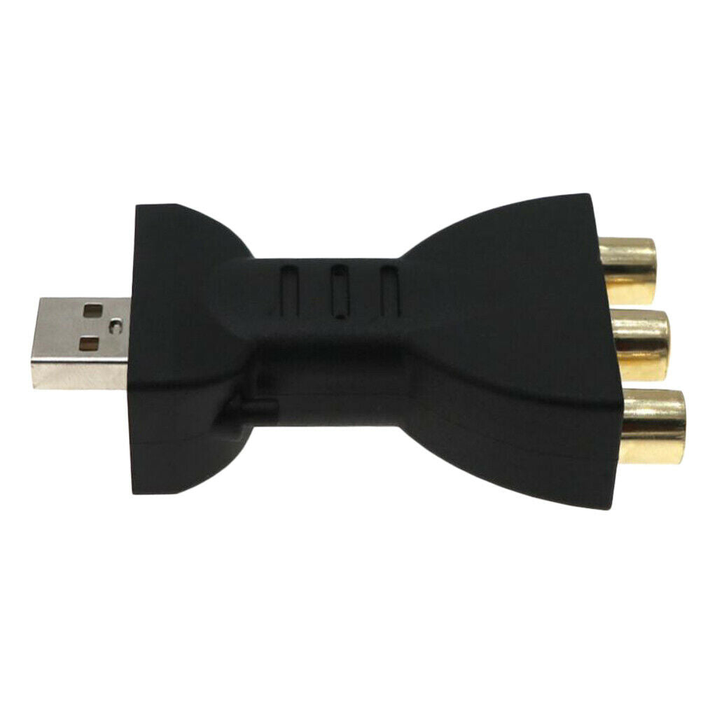 USB Male To 3 RCA Audio Video Adapter AV Converter Cable Cord HDTV Black