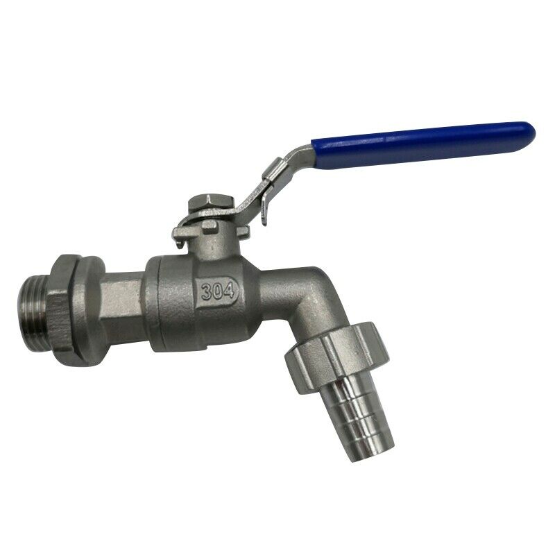 Stainless Steel Hose 1/2 Inch Faucet Tap Ball Valve Weldless Bulkhead Npt BarbX1