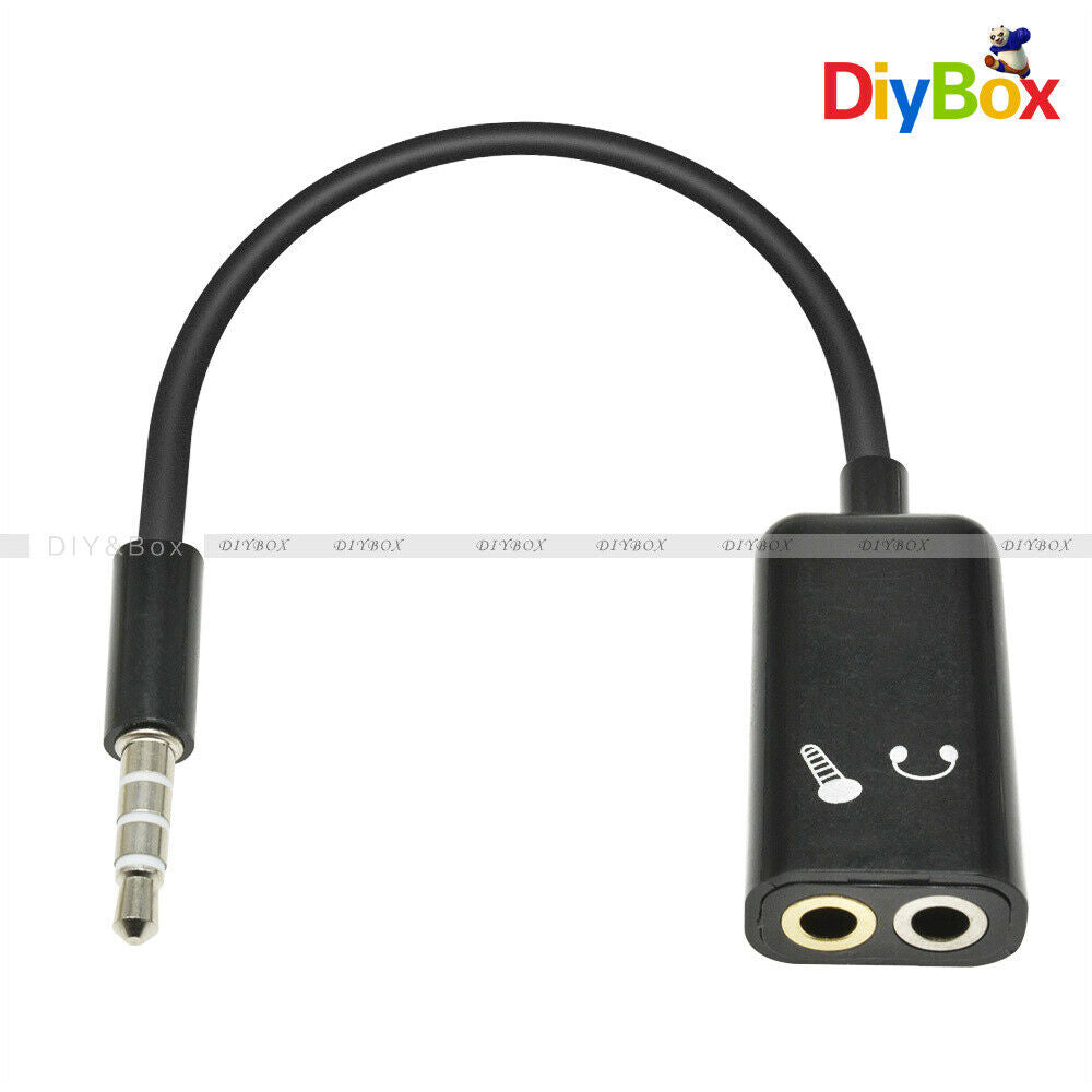 3.5mm Audio Stereo Male To 2 Female Splitter AUX Earphone Mic Adapter Connector