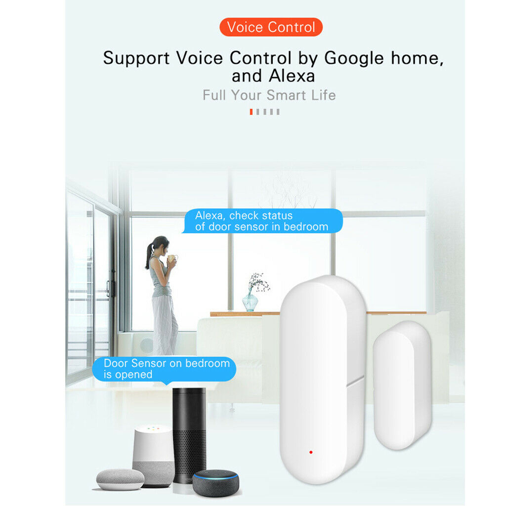 Smart Wifi Door Sensor Burglar Alarm Alerts Real-Time Work for Alexa Google