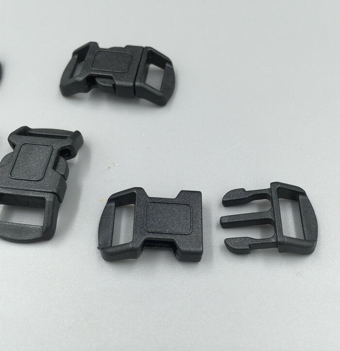 12pcs Curved Side Release Plastic Buckle for Paracord Bracelet Black 11mm