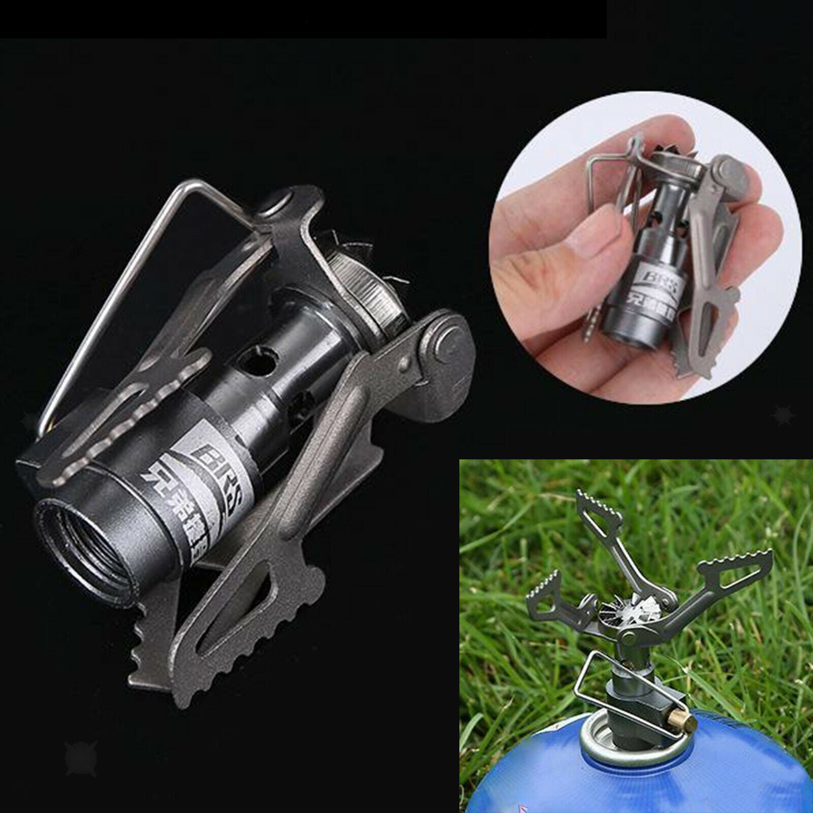 Mini Gas Burner Ultralight Camping Hiking Folding Propane Canister