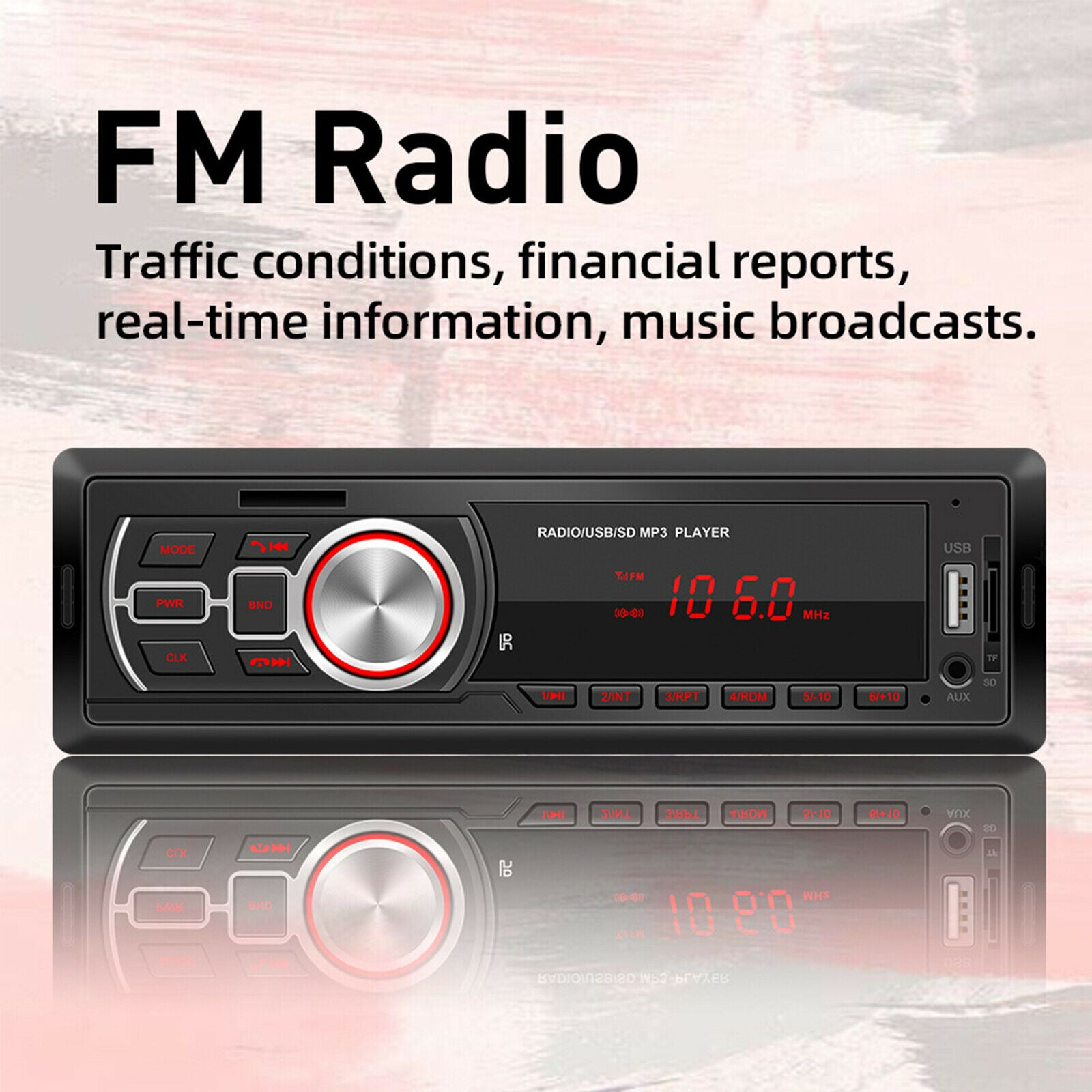 Audio Systems Car Stereo Stereo Receiver CD AUX Input AM/FM Radio Receiver