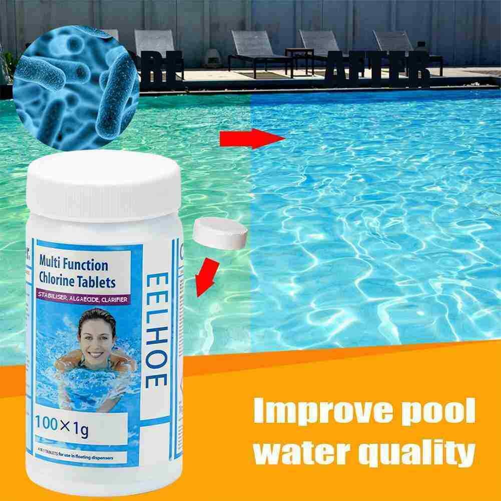 100 Tablets Swimming Pool Cleaning Tablet Chlorine Chemical Hot NEW