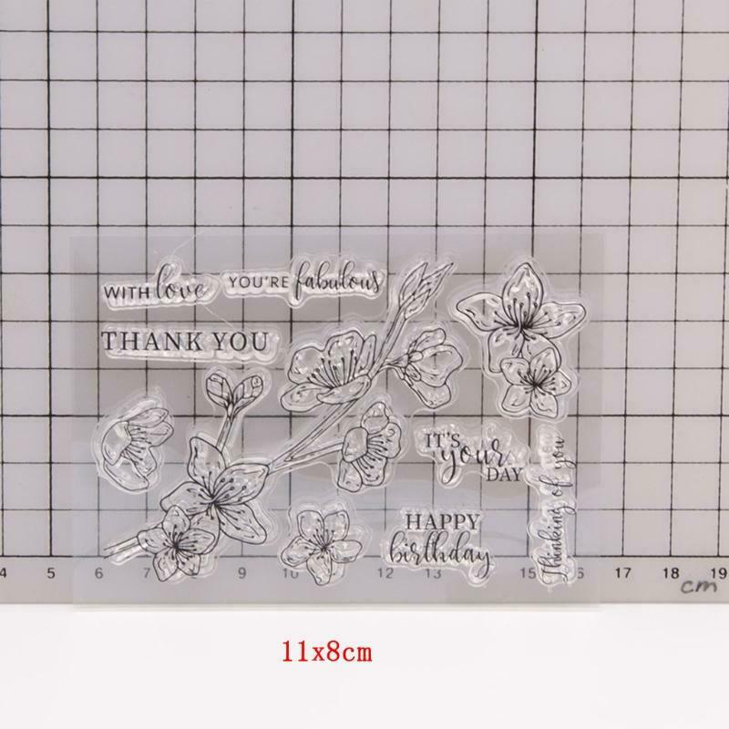 Flower Thank You Seal Stamp with Cutting Dies Stencil Set DIY Scrapbook Emboss