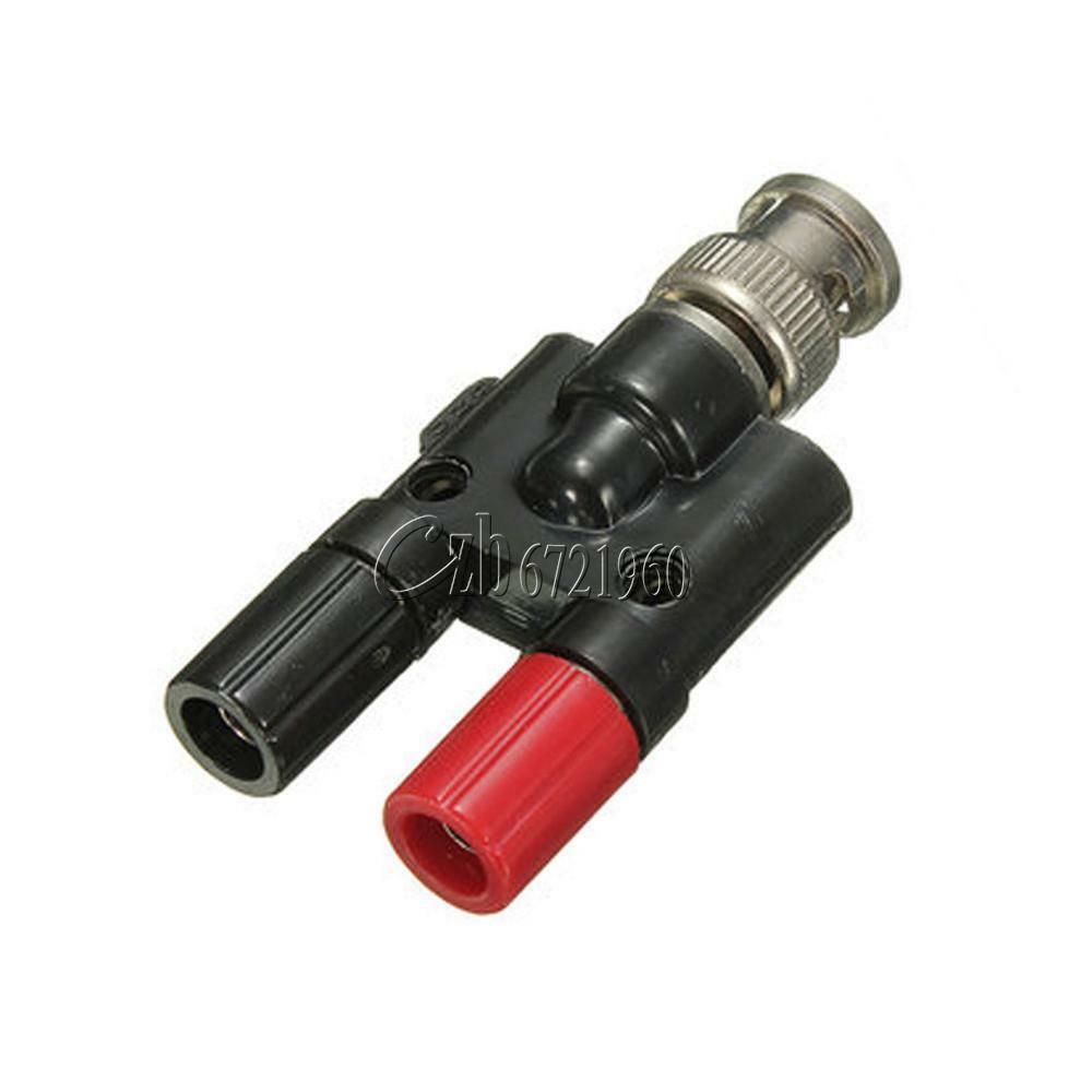 Black+Red BNC Male Plug to Two Dual Banana Jack RF Adapter Connector New