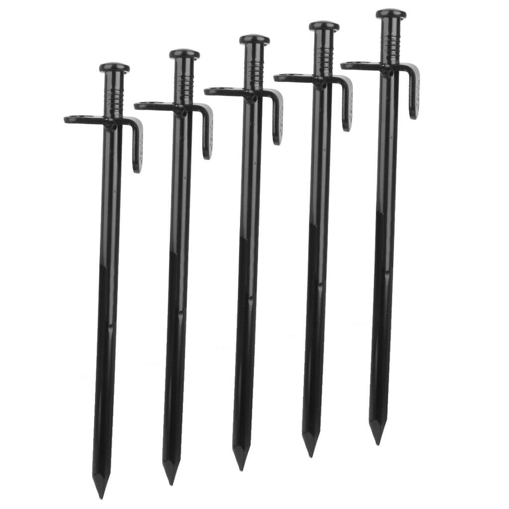 Pack 5x HEAVY DUTY High Strength STEEL Camping Tent Canopy Stakes Pegs 20cm