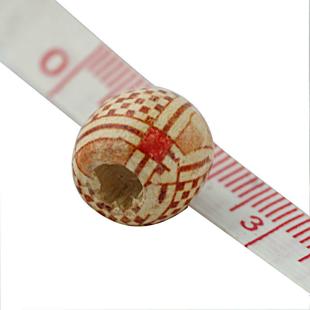 100 x Round Wood Printed Beads Loose Spacer Beads for Jewelry Making 12mm