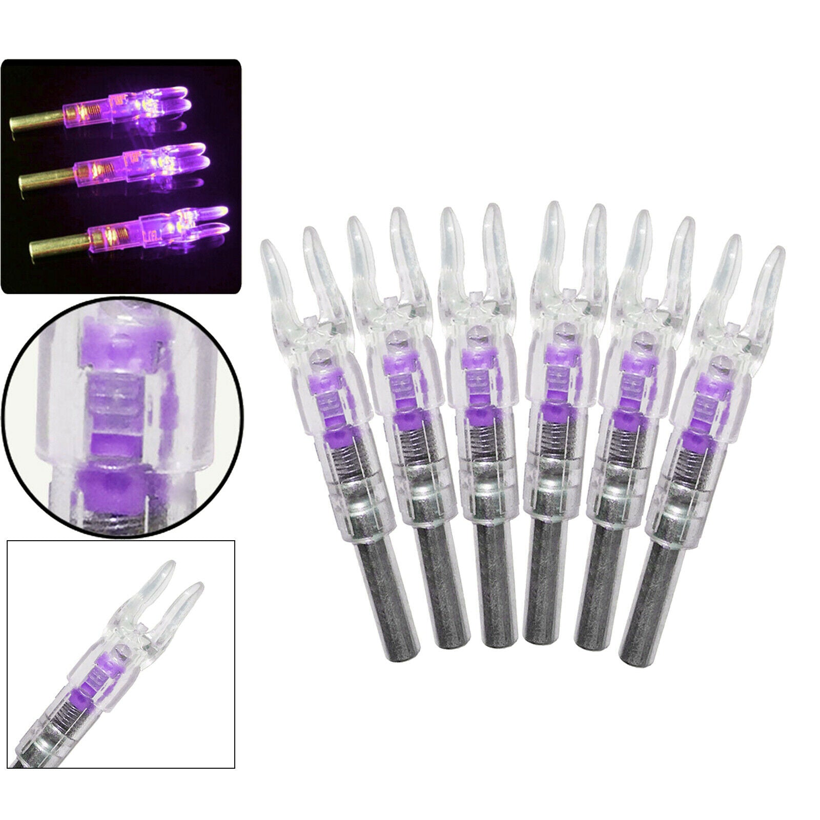 Hunting Luminous Lighted LED Arrow Nock Tail Fits 5.3mm Arrow Shaft Purple