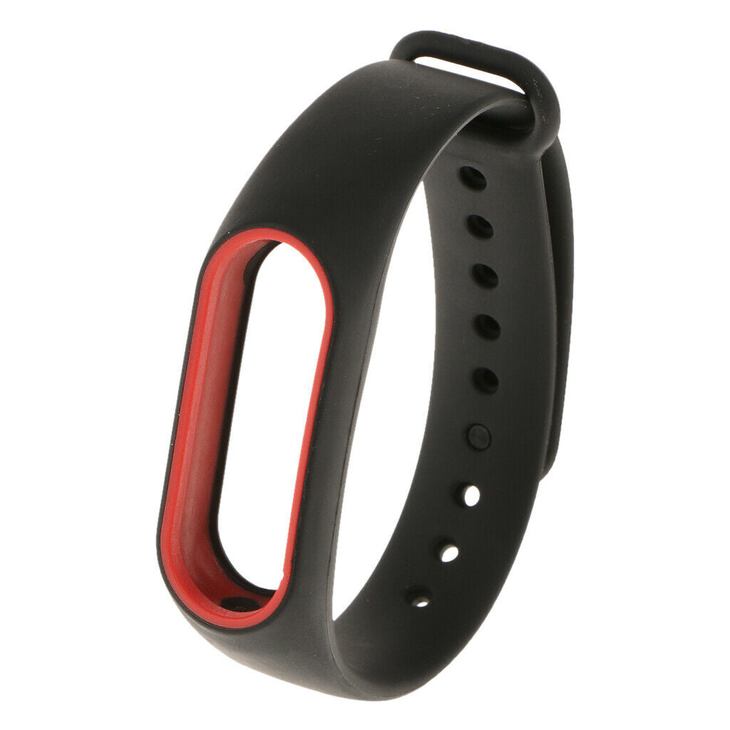 Silicone Wrist Strap Wristband Bracelet For Mi Band 2 Black+Red
