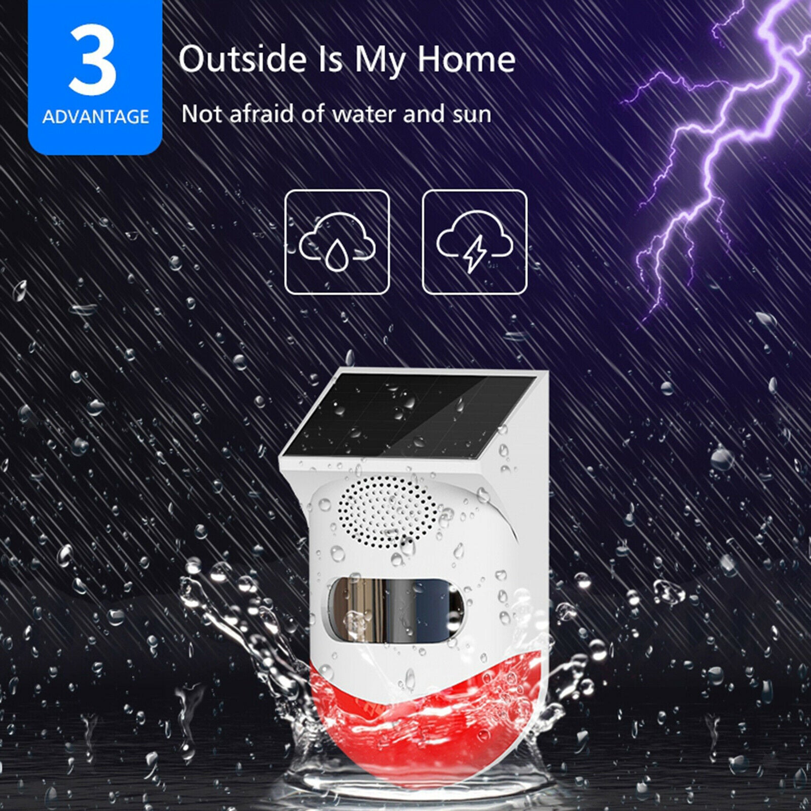 IP67 Solar Alarm Outdoor Infrared Security Warning Motion Sensor Detector