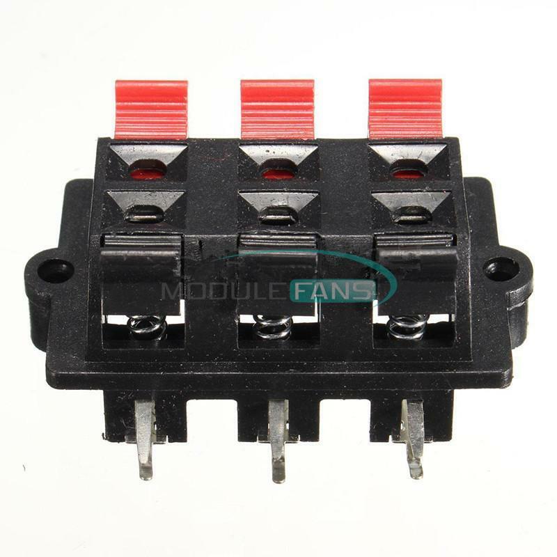 6-Way Spring Push Release Connector Plate Speaker Terminal Strip Block Release