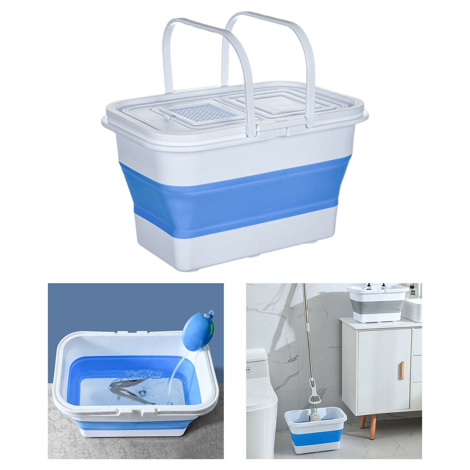 Portable Washing Bucket Carrier Pail for Outdoor Car Wash Cleaning Supplies