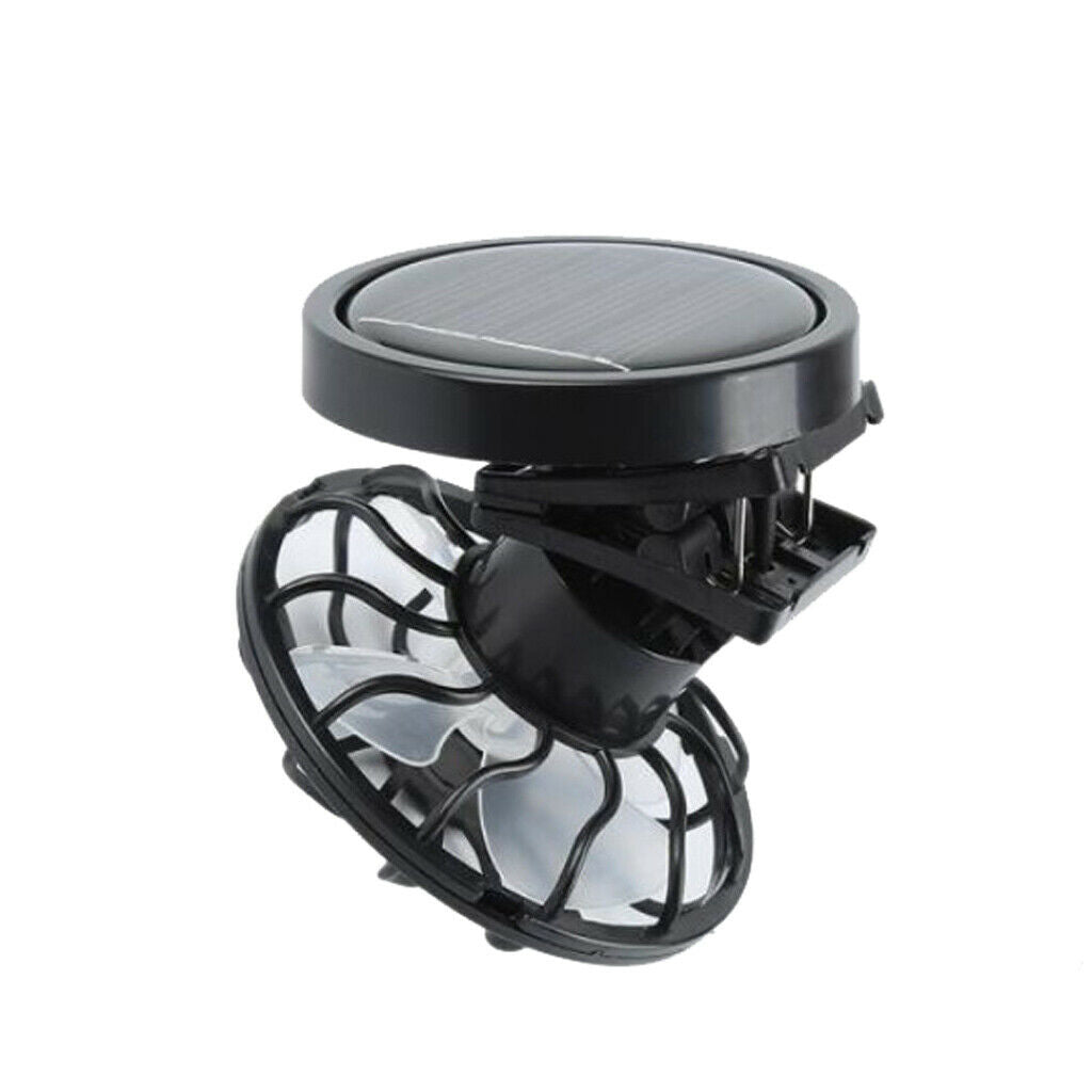 2x Mini Solar Fan for Camping Fishing Air Cooling Fan Handsfree