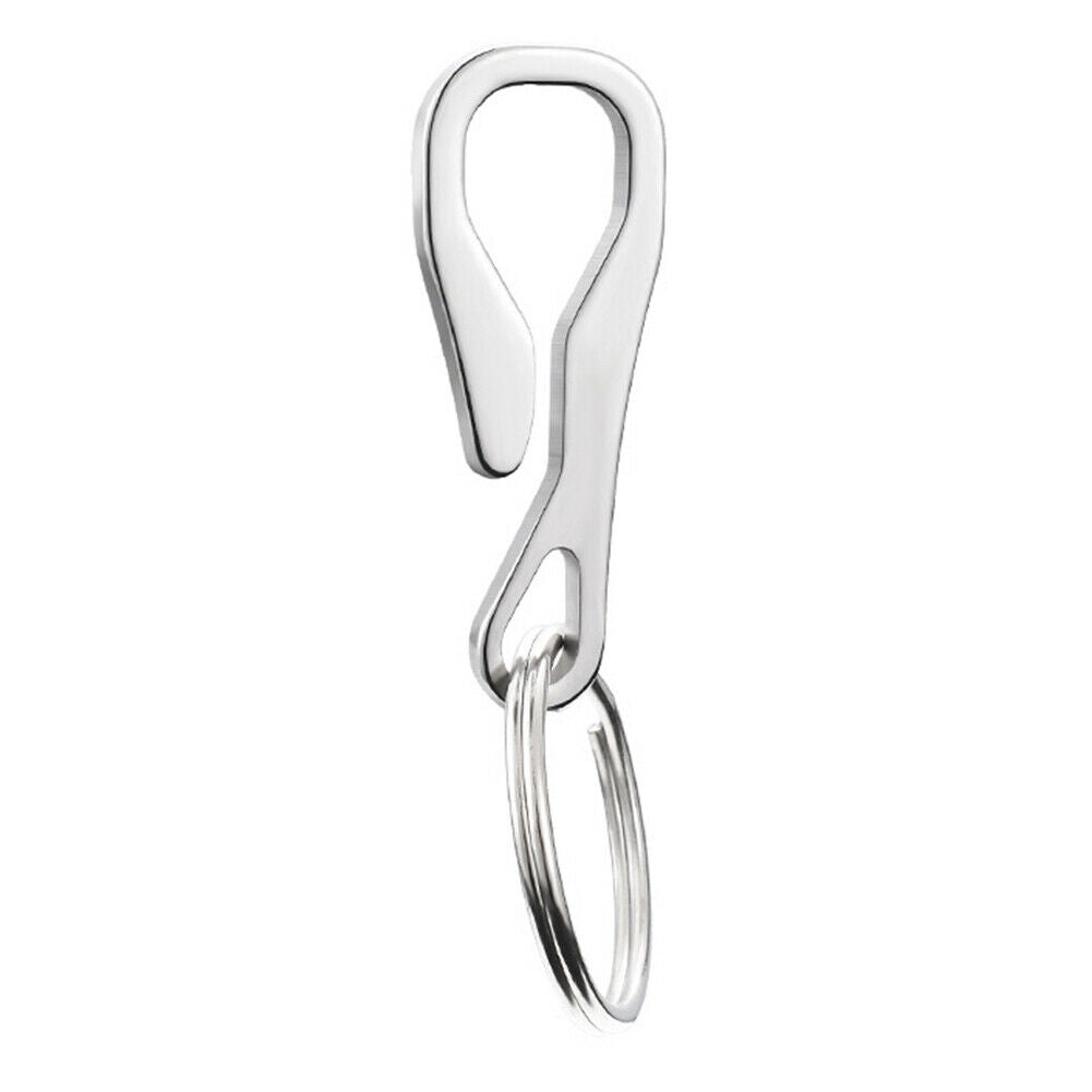 Pocket Key Organizer Clamp Stainless Steel Hanging Buckle Clip w/Keychain @