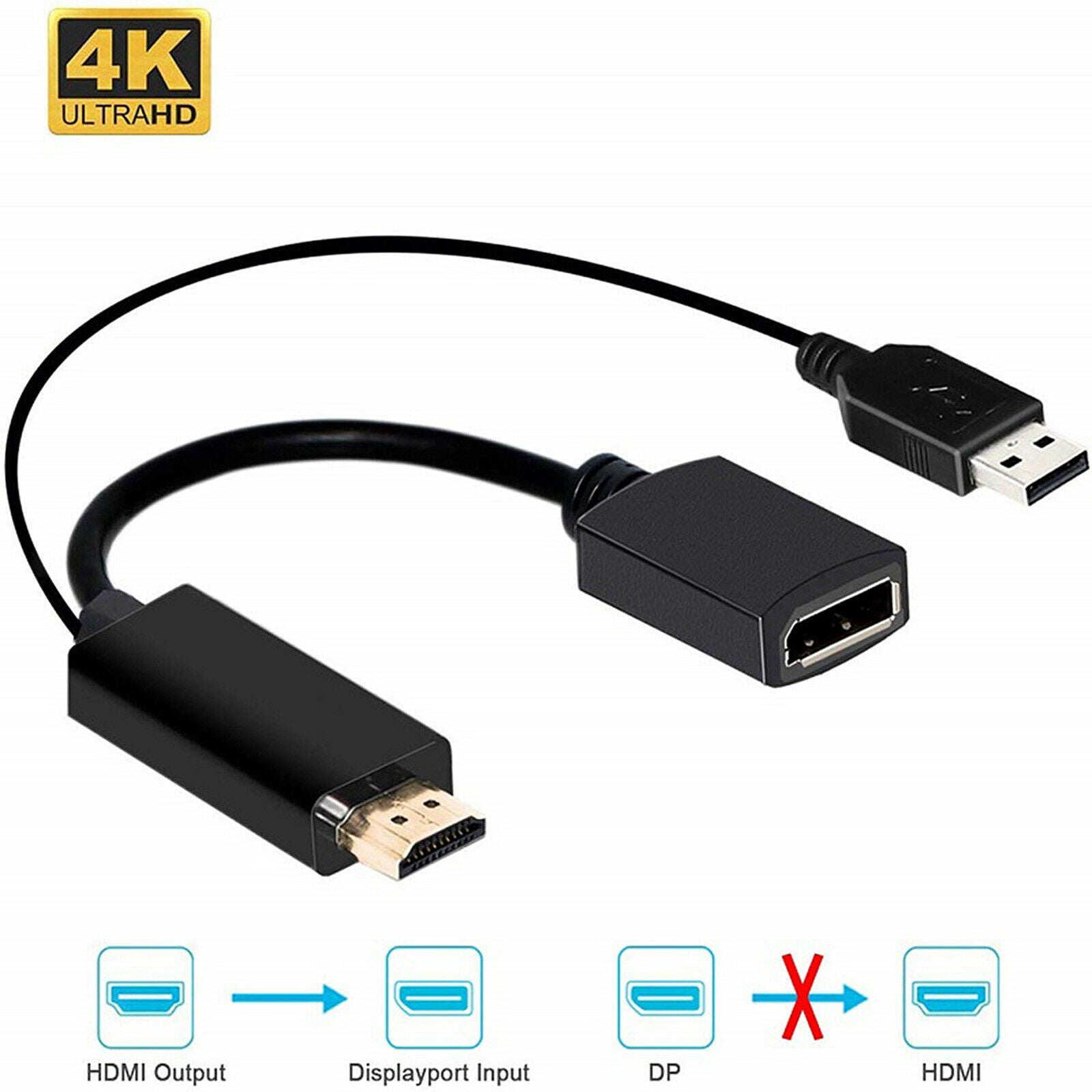 HDMI 1.4 to DisplayPort Adapter Converter Cable Dongle Connector 1080P 4K with