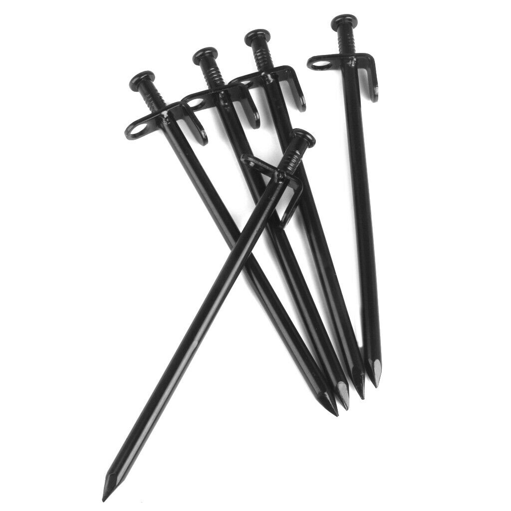 Pack 5x HEAVY DUTY High Strength STEEL Camping Tent Canopy Stakes Pegs 20cm