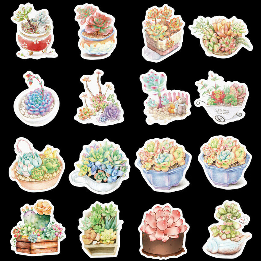 50pcs/pack DIY Pad Stickers Memo Stationery Succulent Bonsai Stickers Scrapbook
