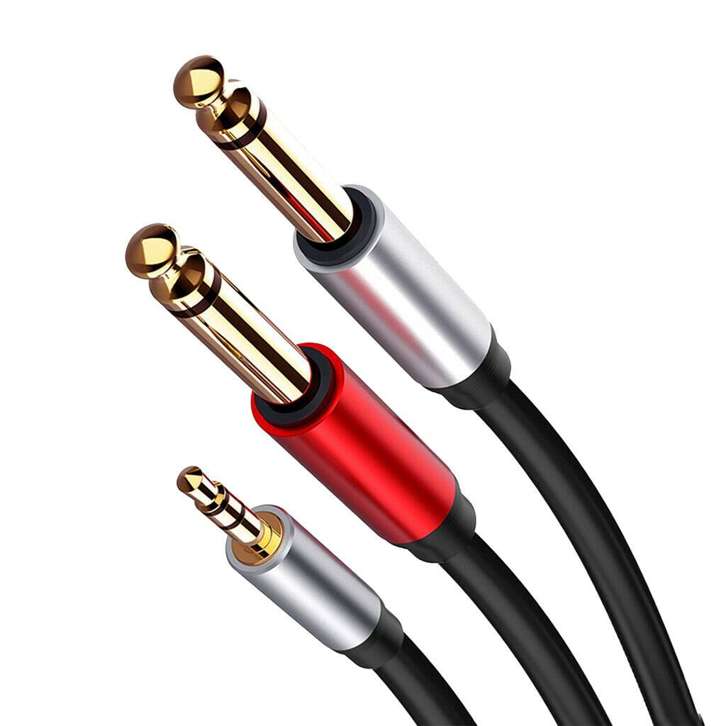Stereo 1/8" Mini Jack to Dual 1/4" Cable Smartphones 3.5mm to Mixer 6.35mm Cord