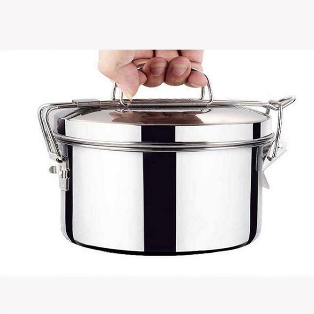 2-Layers Portable Tableware Stainless Steel Lunch Box Bento &Long Handle