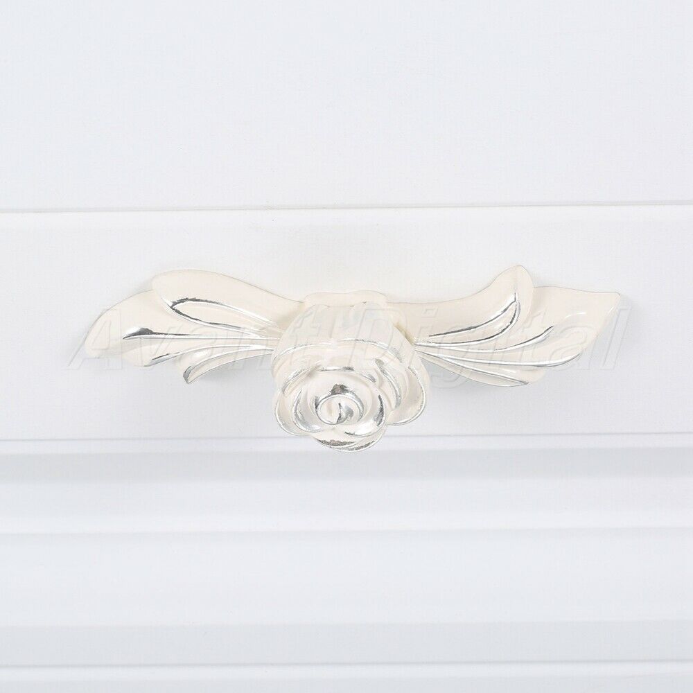 1pc White Rose Kitchen Cabinet Handles Wardrobe Cupboard Door Pulls Drawer Knobs