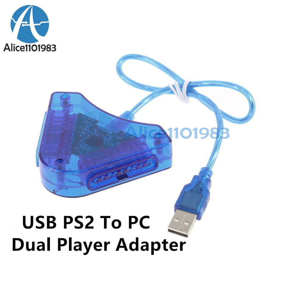 For PS 2 Converter Dual Controller Console Joystick To USB 2.0 Laptop PC Adapter