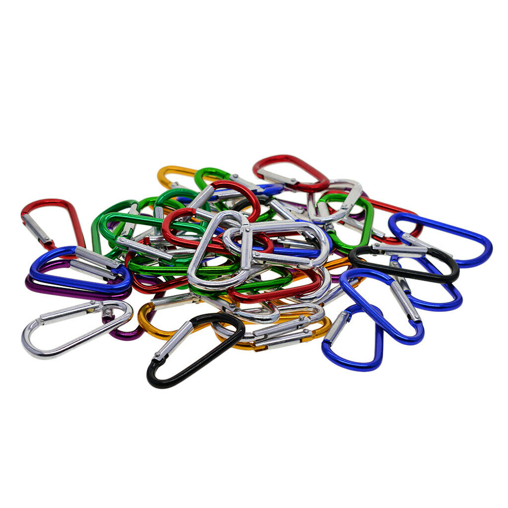 50 Pieces Aluminum Carabiner Spring Clip Climbing Hiking Hook Keychain Rings
