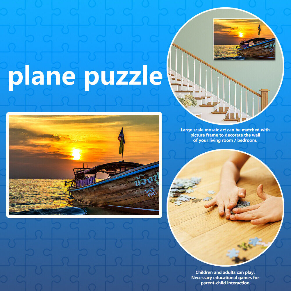 1000 Pieces DIY Paper Jigsaw Puzzle Boat Picture Toys for Reduce Stress @
