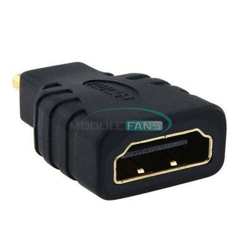 2PCS Black Micro HDMI(Type D) Male to(Type A) Female Adapter Connector For HDTV